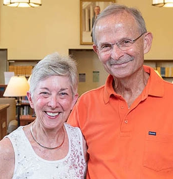 The Gibbys pose in Oxy's library